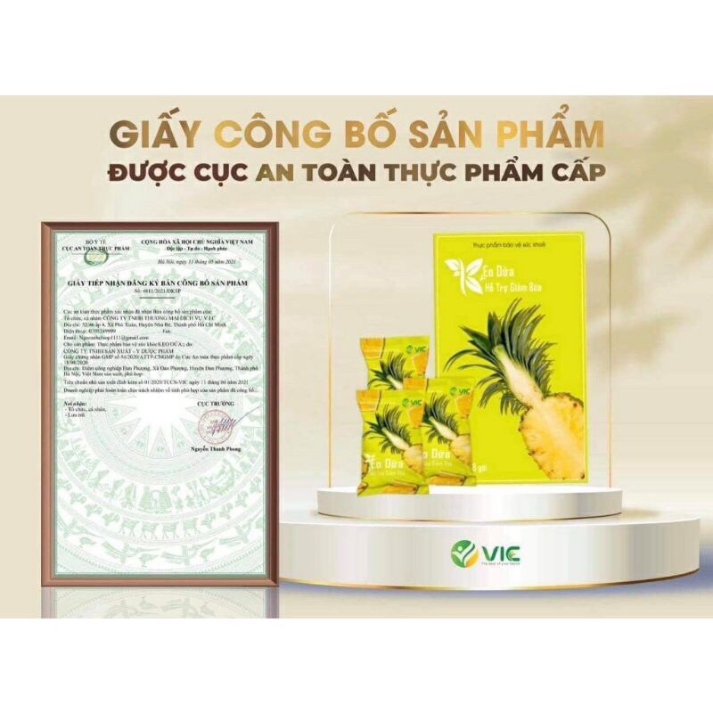 Cam kết chính hãng, tặng thước dây] Kẹo dứa giảm cân túi 7 viên