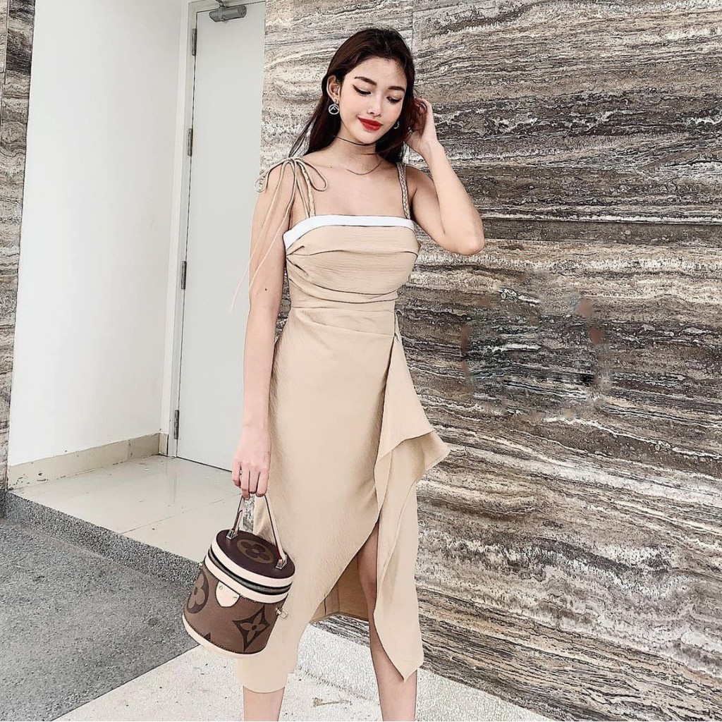 [ẢNH THẬT] Đầm Cúp Ngực Thắt Nơ Vai HIHOL | BigBuy360 - bigbuy360.vn