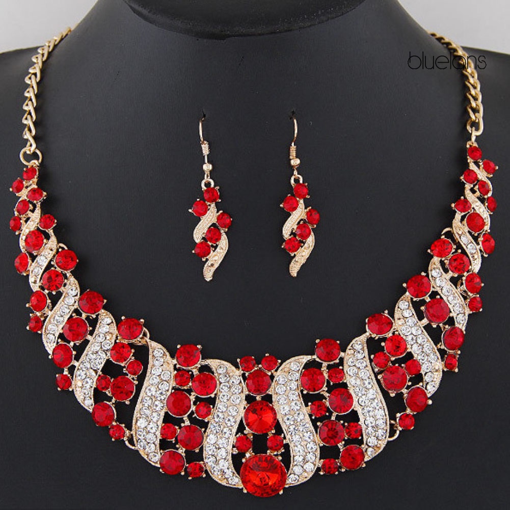 Bộ Khuyên Tai Kim Loại Đính Đá Quý Nhân Tạo Phong Cách Âu Mỹ Thời Trang