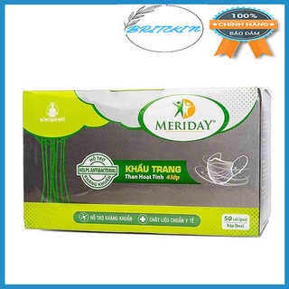 Khẩu Trang Than Hoạt Tính 4 Lớp Meriday Bông Bạch Tuyết (Hộp 50 Cái)