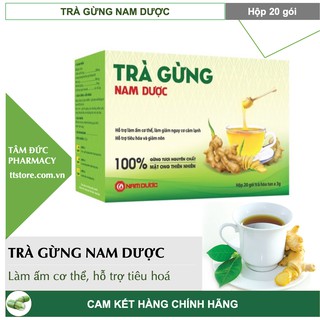 Trà gừng Nam Dược [Hộp 20 gói] - Làm ấm cơ thể, trợ tiêu hoá