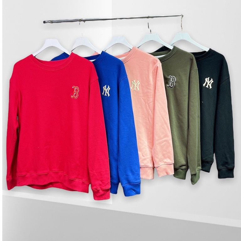 SALE LỖ LẺ SIZE - Áo nỉ sweater nam nữ MLB NY tay dài thun da cá nhiều màu  hàng DƯ XỊN FULL TEM TAG