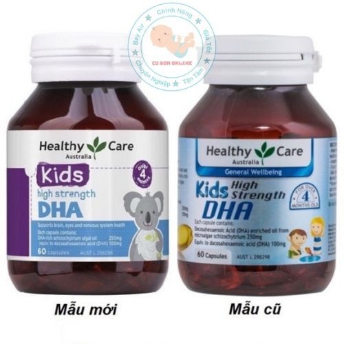 Viên uống bổ sung DHA Healthy Care Kid’s High DHA Úc (60 viên) bổ sung omega-3 cho trí não bé từ 4 tháng tuối thông minh