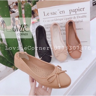 LOVIIECORNER- GIÀY BỆT NỮ BÚP BÊ MŨI TRÒN CÔNG SỞ - GIÀY BÚP BÊ NỮ DA MỀM - GIÀY NỮ ĐẾ BỆT BÚP BÊ CÔNG SỞ DA BÒ B191272