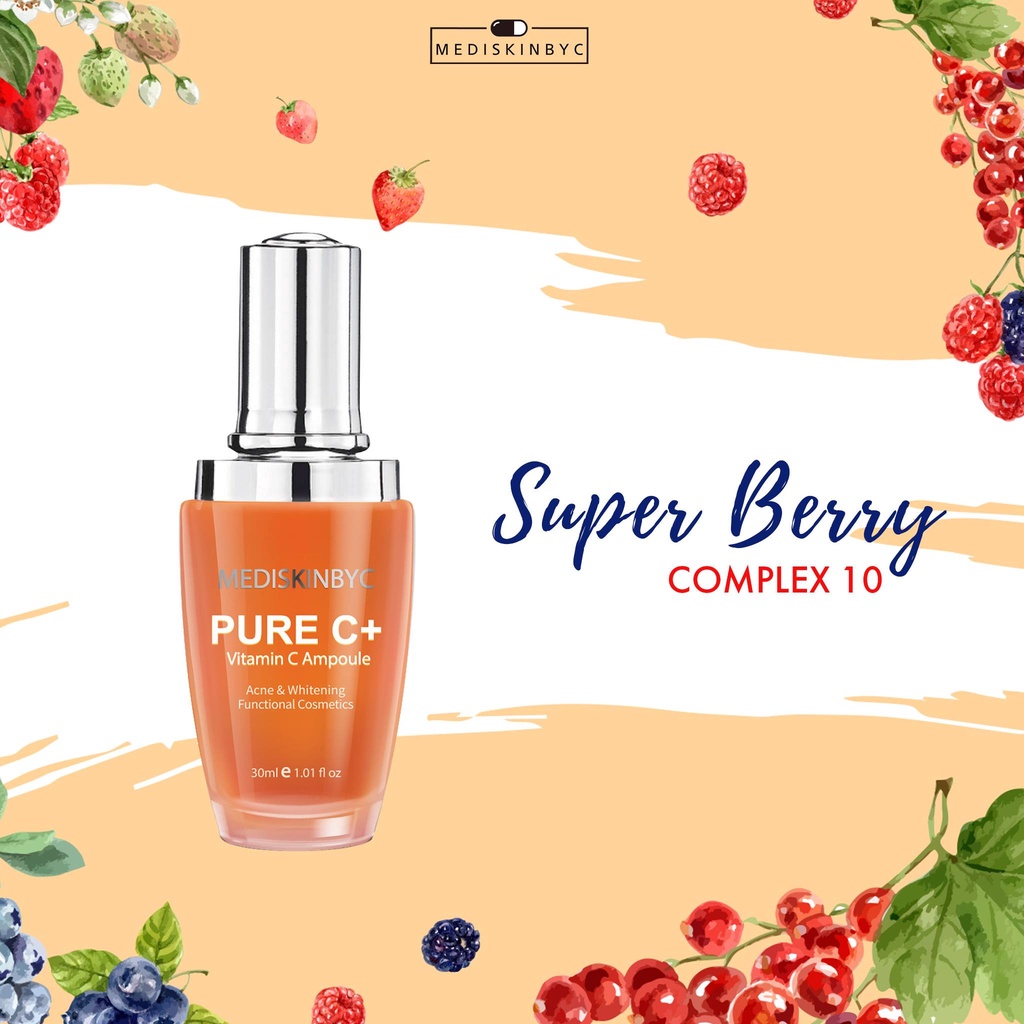 Serum vitamin c pure c+ ampoule Mediskinbyc 30ml, tinh chất dưỡng dậm đặc đẩy nhanh mụn ẩn, đều màu da