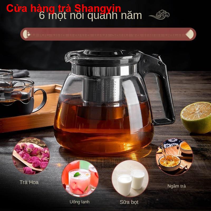 cốcẤm trà thủy tinh dung tích lớn gia dụng bộ, tách có lưới lọc, đun nước chịu nhiệt cao, hoa trà, bộ11