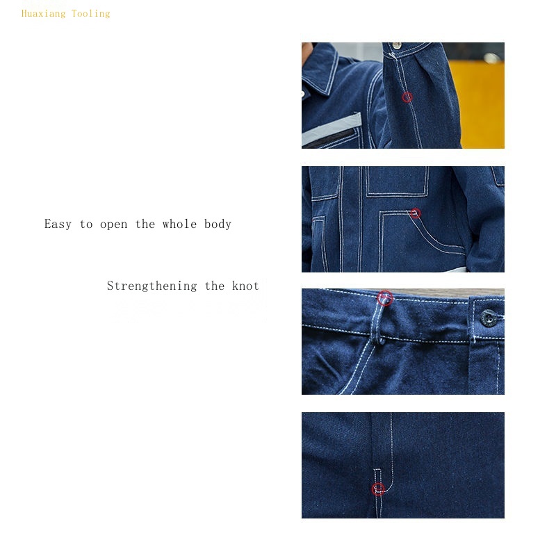 Bộ Đồ Bảo Hộ Lao Động Bằng denim Dày Dặn Chống Bỏng Chống Bẩn Có Túi Lớn Cho Nam