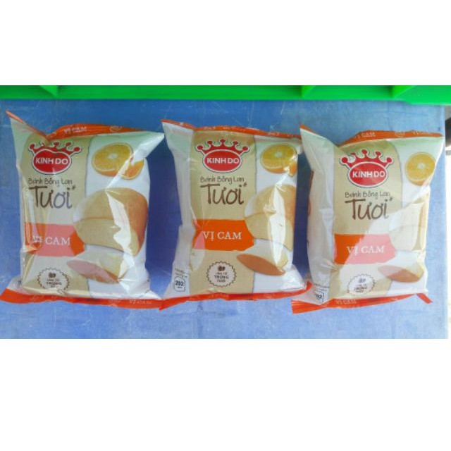 [mới] Bánh Bông lan Tươi Kinh Đô vị Cam 55G ( pack 10 cái)