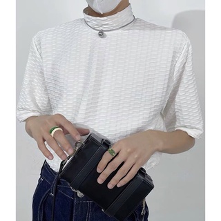 Áo thun tay lỡ cổ cao Squares Pattern Royalty