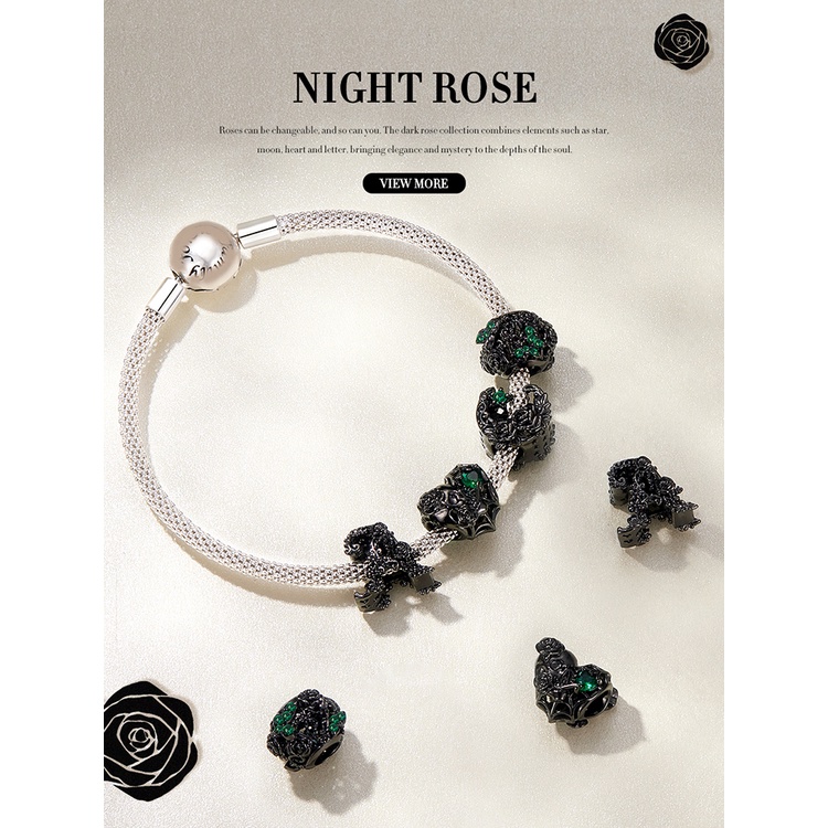 Mặt vòng tay BAMOER bạc 925 hình trái tim/ hoa hồng/ bướm chữ cái DIY dành cho nữ