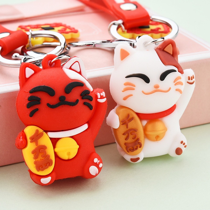 Móc Khóa Mèo Thần Tài May Mắn - Móc Chìa Khóa Lucky Cat Đáng Yêu 🍉Duashop🍉