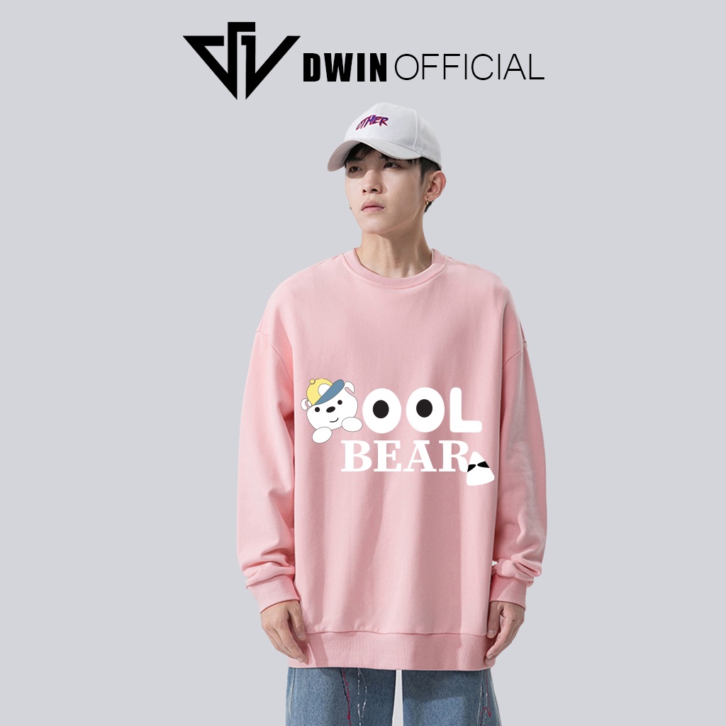Áo sweater nỉ Gấu Bear unisex DWIN basic nam nữ form rộng oversize local brand SP00101
