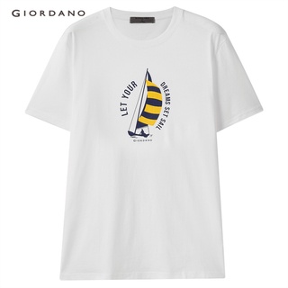 Áo thun GIORDANO 01081383 cổ tròn ngắn tay in họa tiết thời trang năng động cho nam