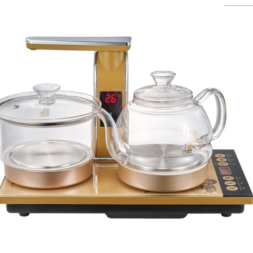 Thuỷ Tinh - Bộ Ấm Đun Nước Thuỷ Tinh Đậm Pha Trà Tự Động Bơm Nước Bộ bếp điện đun nước pha trà hoàn toàn tự động