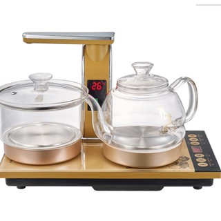 Thuỷ Tinh - Bộ Ấm Đun Nước Thuỷ Tinh Đậm Pha Trà Tự Động Bơm Nước Bộ bếp điện đun nước pha trà hoàn toàn tự động