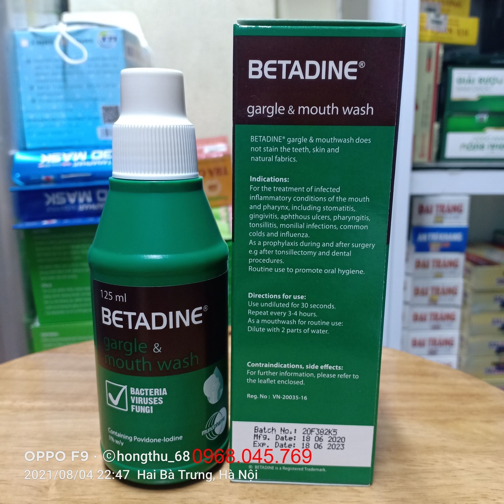 Súc họng &amp; súc miệng BETADINE chai 125ml