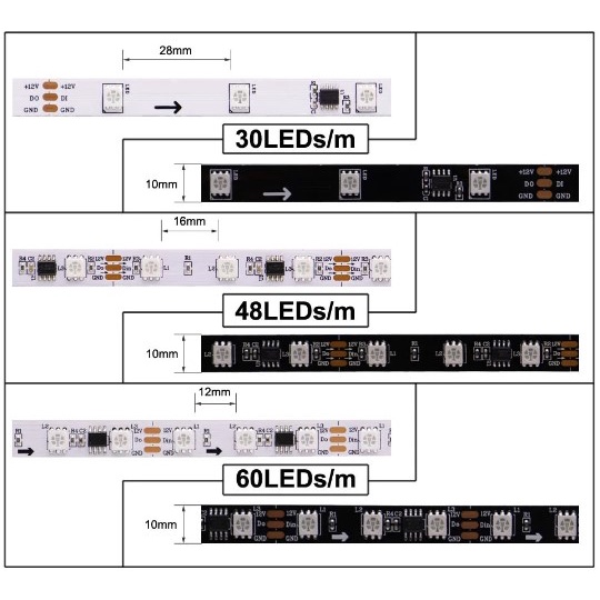 Dây Đèn led WS2811 ARGB DC12V dài 5M 60Led/1m