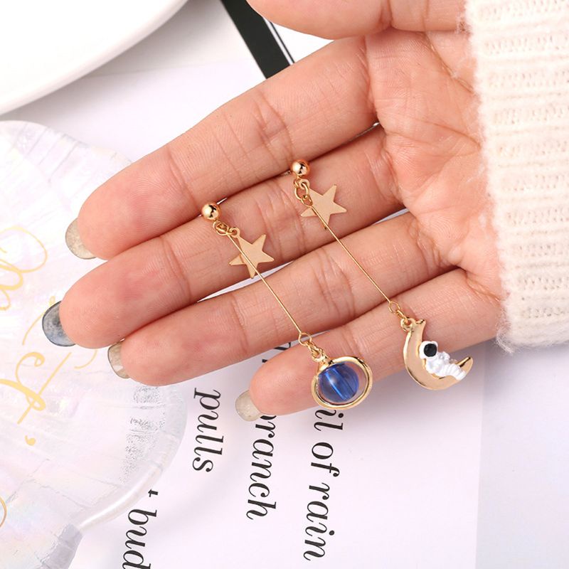 Bông Tai Hình Mặt Trăng / Hành Tinh / Phi Hành Gia 3D Thời Trang Dành Cho Nữ