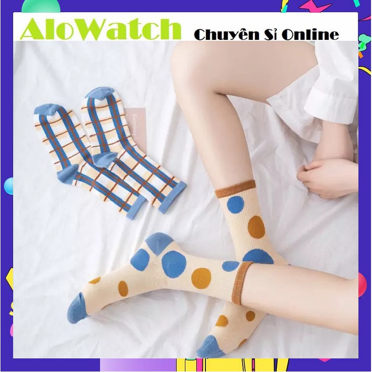 Tất Nam Nữ Unisex Cổ Cao Họa Tiết Xinh Động