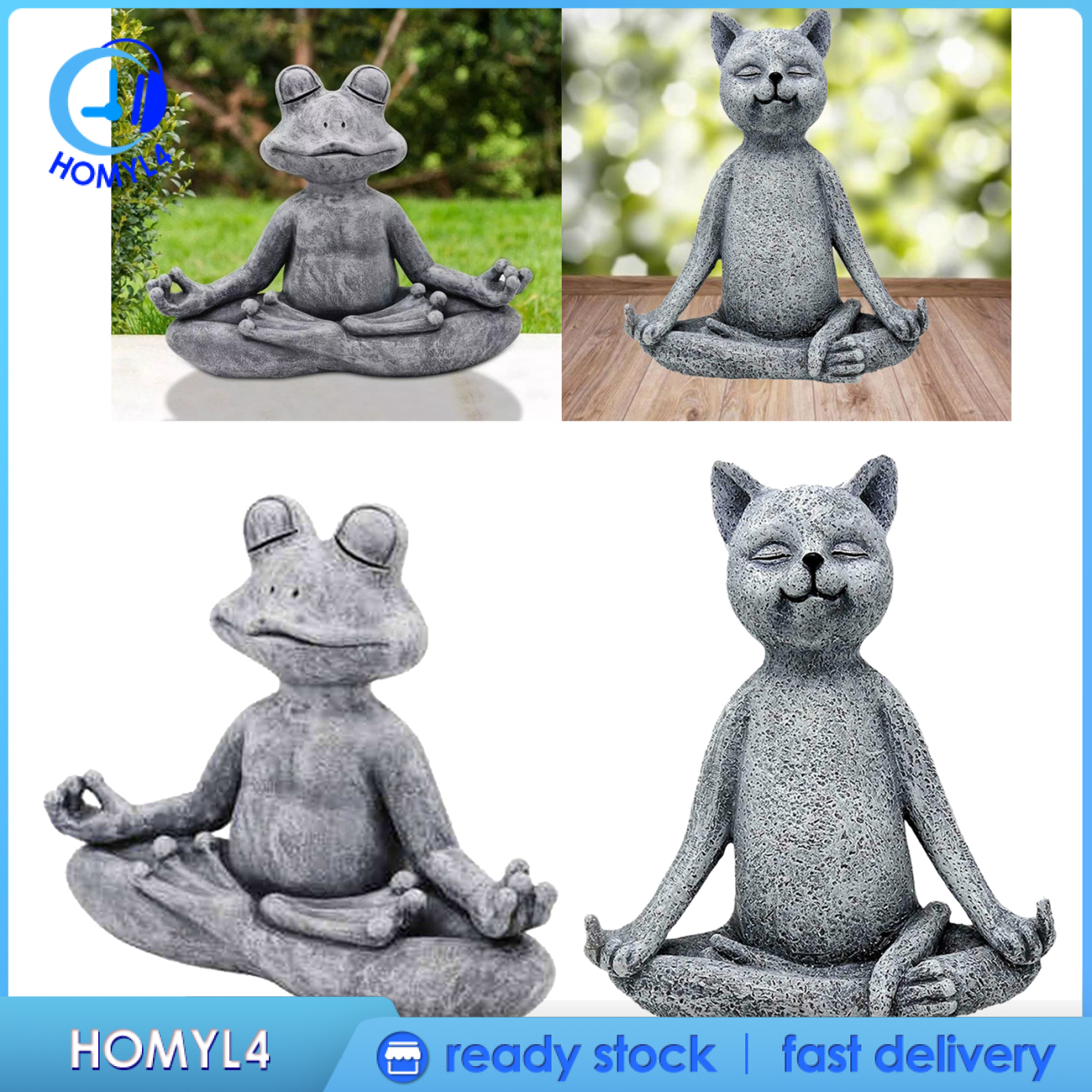 [CAMILA]Yoga Meditating Garden Statue Animal Figurine Yoga Pose Sculpture Good Luck Ornament Yoga Studio Home Decor Modern Yard Crafts Meditation House