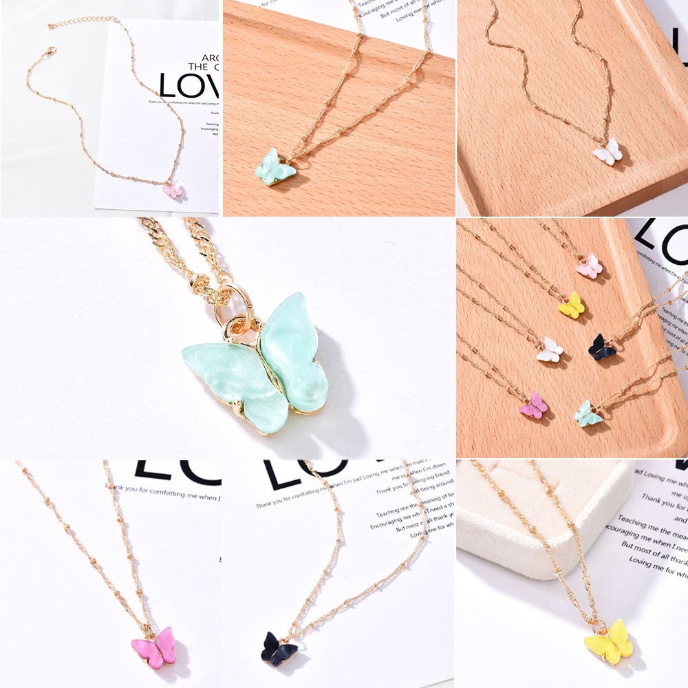 Dây chuyền nữ nhiều màu hình cánh bướm dễ thương