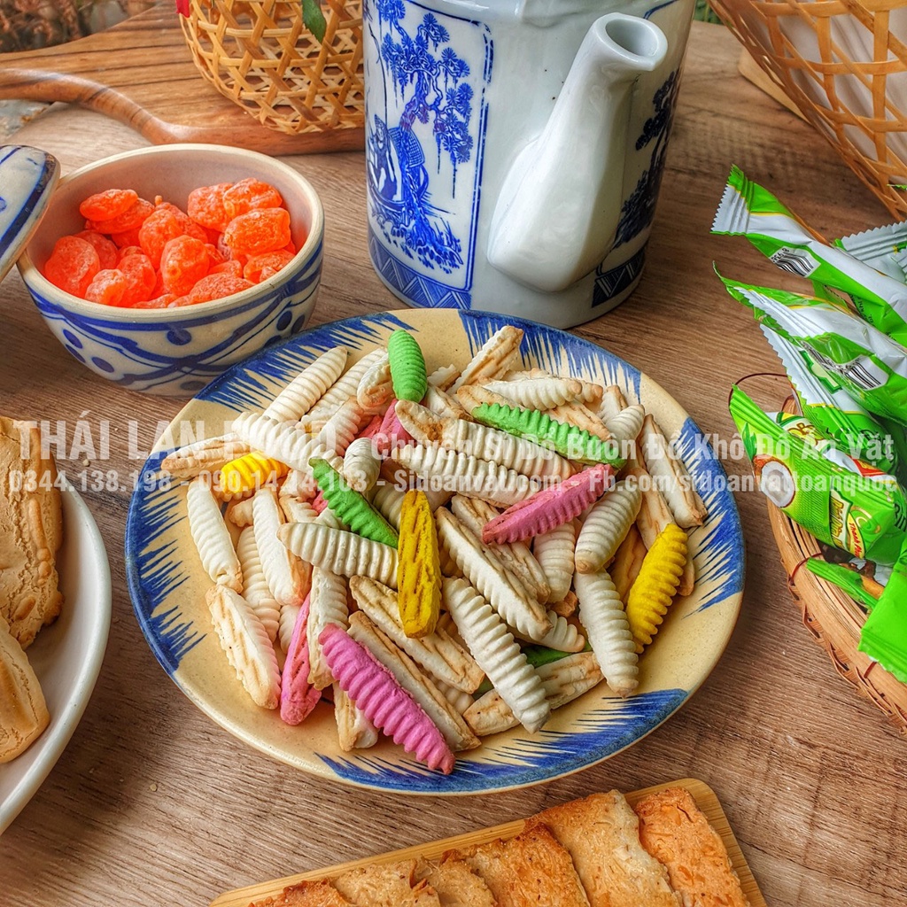 Bánh Đuông Dừa Mix Vị (Bánh Con Sâu) Lon 300Gr &amp; Túi 1KG