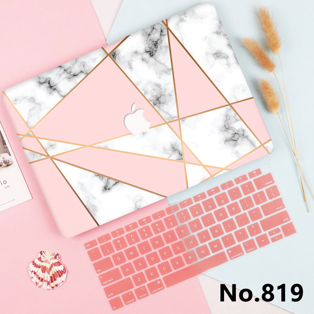 Geometric Marble Hollow logo Print Hard Case for New Macbook Pro 13 15 A2159 A1706 Mac Air 13" A1932 with Keyboard Cover