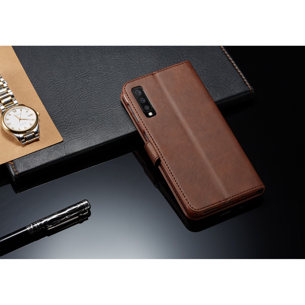 Bao da điện thoại màu trơn có ngăn để thẻ tiện dụng cho Samsung A7 A9 2018 A9s A750 | BigBuy360 - bigbuy360.vn