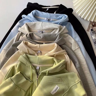 Áo khoác nỉ trơn basic, áo hoodie zip thu đông ulzzang