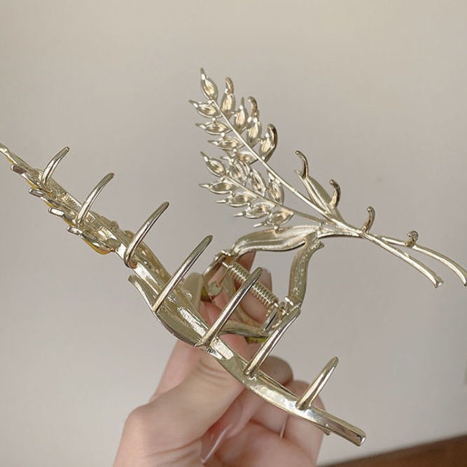 Kẹp Tóc Màu Vàng / Xanh Lá Cỡ Lớn Thời Trang Mùa Hè Tinh Tế Cho Nữ