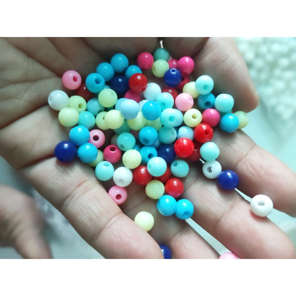 10/25/50gam hạt nhựa tròn size 6mm màu hỗn hợp