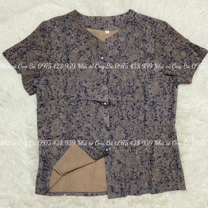 Áo cổ tròn hoa nhí cộc tay cho bà cho mẹ đồ trung niên mùa xuân hè áo cho bà già từ 50-90 tuổi đi chơi