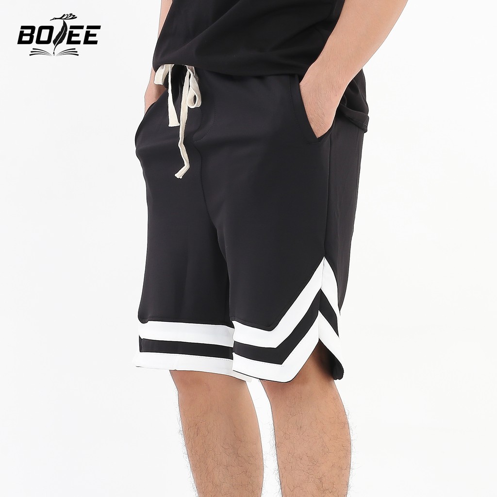 Quần short 2V Đen form rộng thể thao vải thun unisex nam nữ | BigBuy360 - bigbuy360.vn