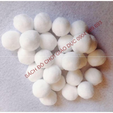 Túi pom pom màu trắng 20 quả đường kính 2,5cm