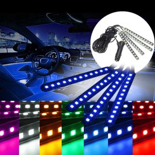 Đèn Led gầm trang trí nội thất ô tô - Ánh sáng cảm ứng nháy theo nhạc dải 12 led cắm cổng usb và cắm tẩu thông minh