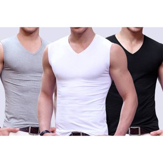 Combo 3 áo sát nách nam cổ tim hàng cao cấp màu đen trắng xám