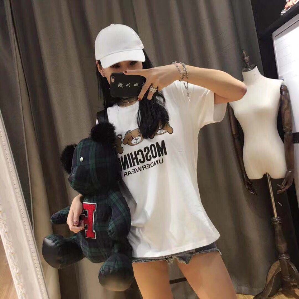 Áo thun MOSCHINO dài tay in hình gấu cho nam và nữ