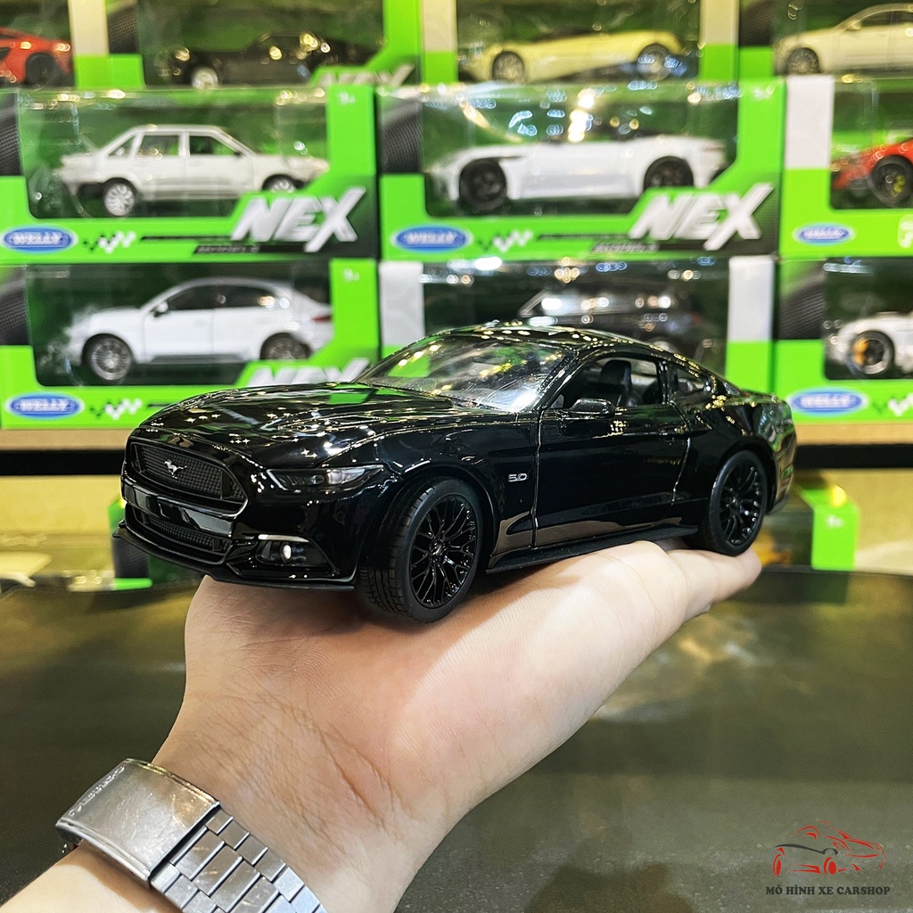 Mô hình xe hợp kim Ford Mustang GT 2015 hãng Welly tỉ lệ 1:24 màu đen