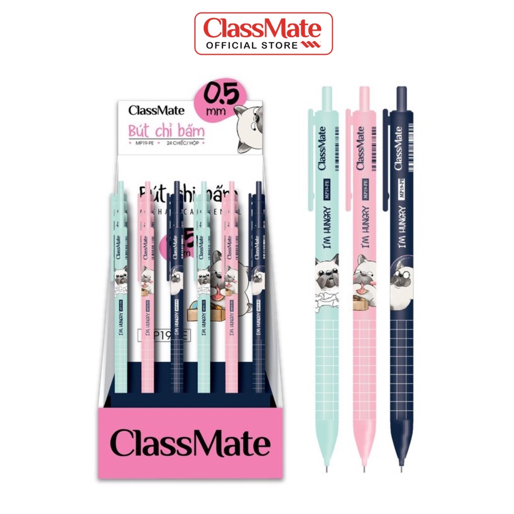 Hộp 30 Bút Chì Bấm 0.5mm CLASSMATE Nét Bút Mịn, Đậm, Đầu Bút Thiết Kế Quai Cài Tiện Lợi MP19-PE