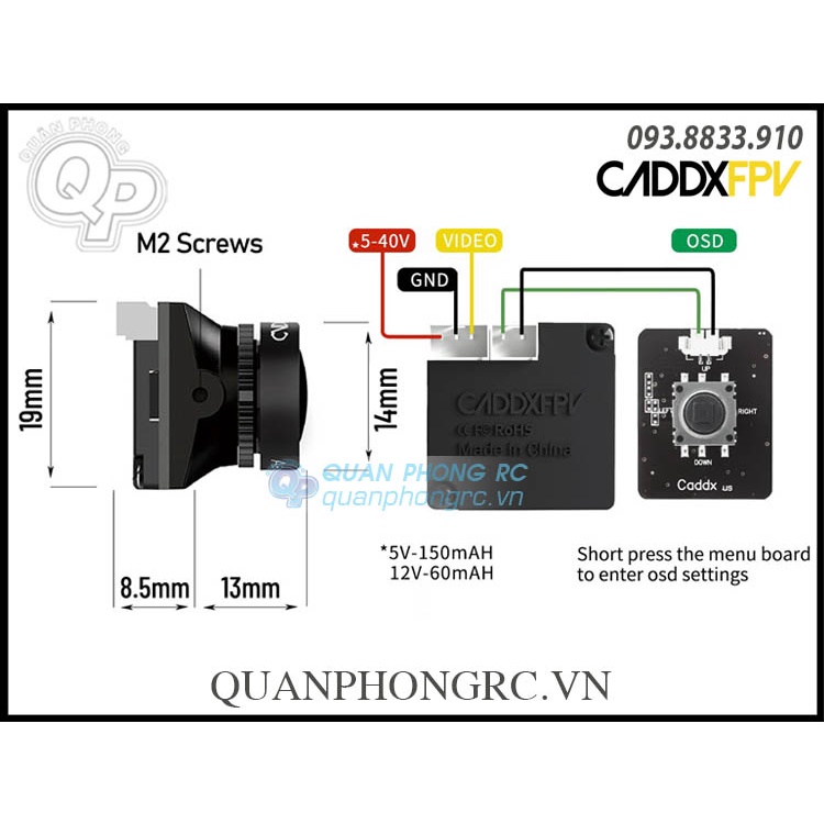 Camera Caddx Ratel V2 HDR OSD 1200TVL FPV