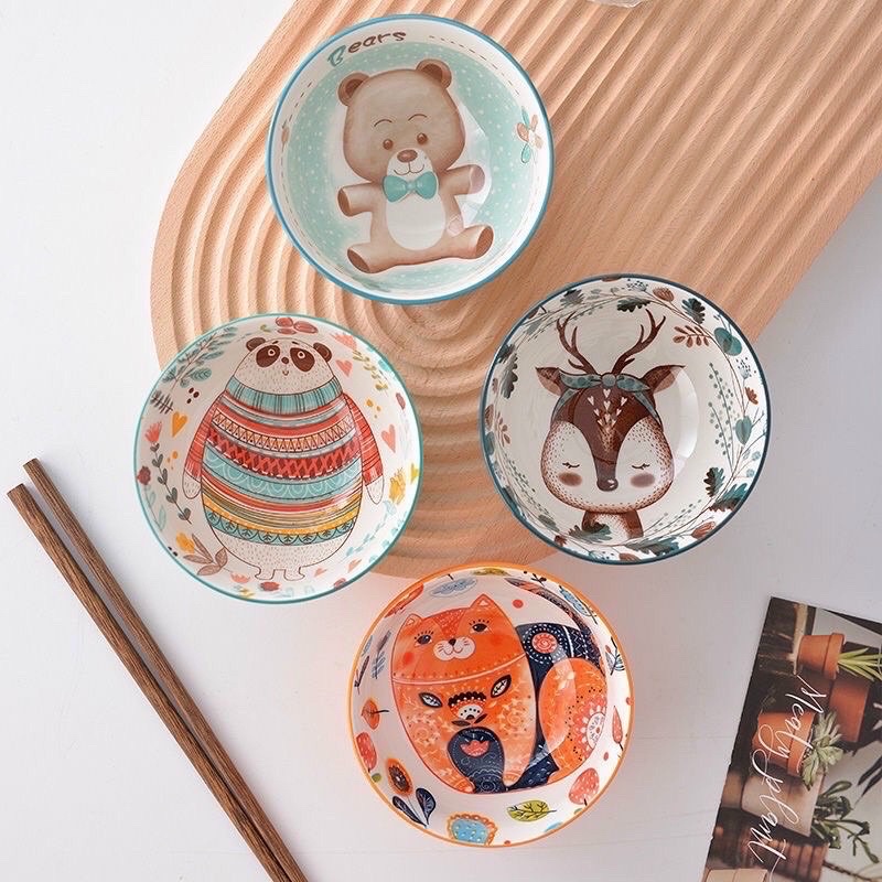 Bát gốm sứ an dặm hình thú an toàn cho bé