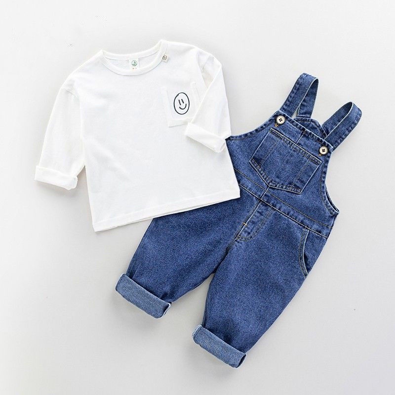 ❥❥Quần yếm Denim phong cách Hàn Quốc thời trang xuân thu cho bé 0-1-3 tuổi