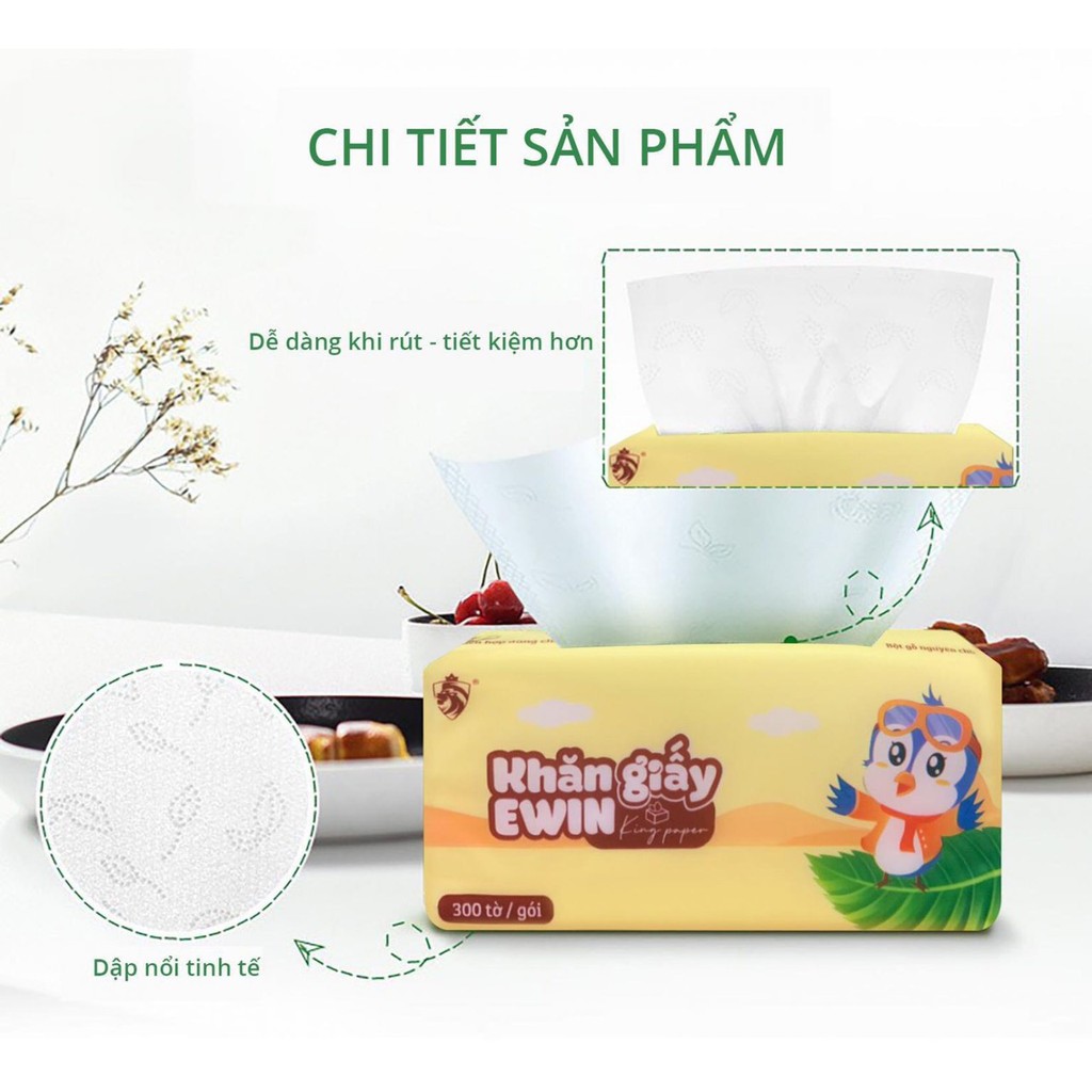 Thùng 30 gói giấy ăn bột gỗ siêu mịn màng Ewin &amp; Sipiao