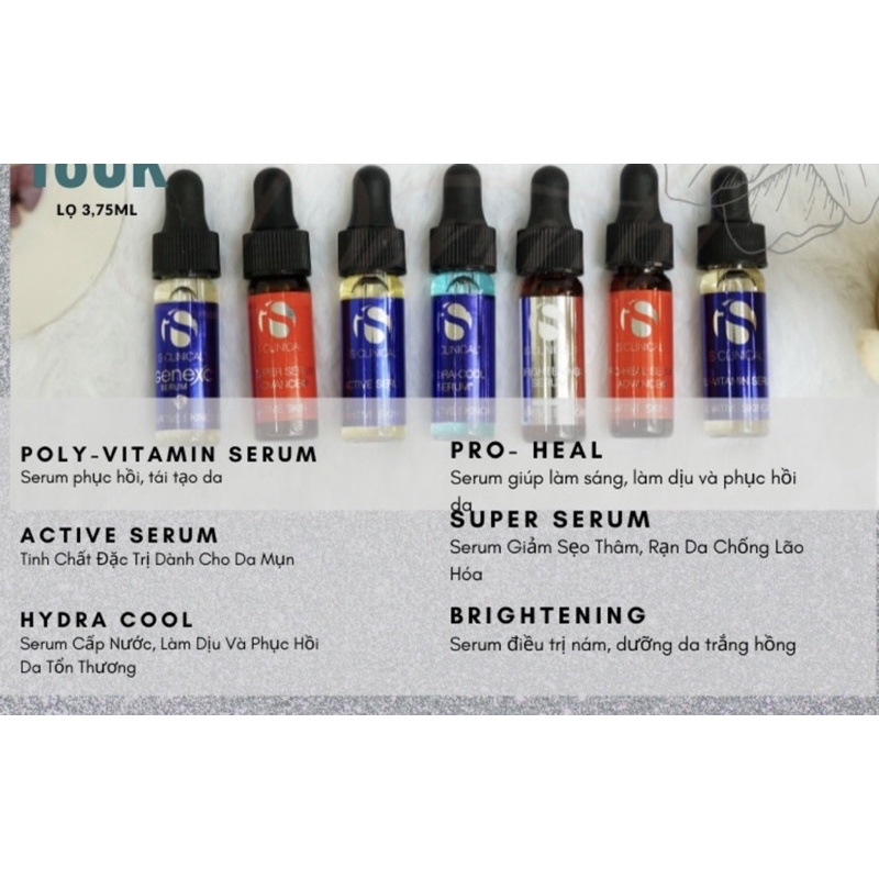 Tinh Chất Cấp Ẩm, Phục Hồi, Sáng Da Serum iS Clinical Hydra Cool - Pro Heal - Super Serum - Lightening 3.75ml / 15ml