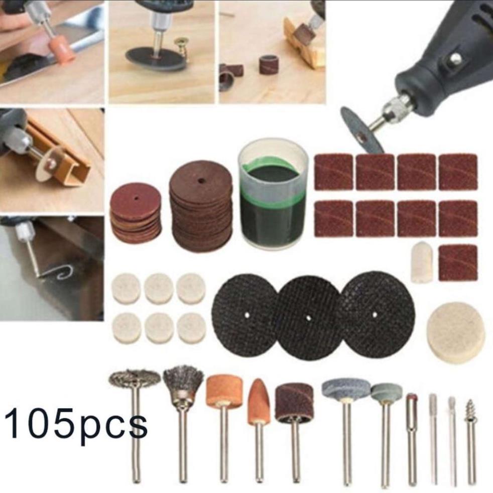 Bộ phụ kiện máy khoan, mài, khắc đa năng 105 pc