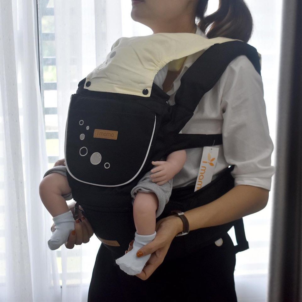 Địu Ngồi Hàn Quốc Aimama có che đầu cho bé