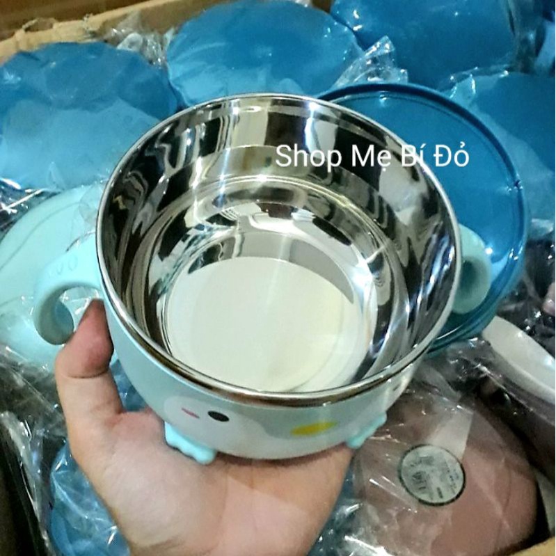 Bát Ăn Dặm Chống Nóng Lõi Inox Cao Cấp Cho Bé Bát Ăn Mì Hình Chim Cánh Cụt Tặng Thìa Shop Mẹ Bí Đỏ