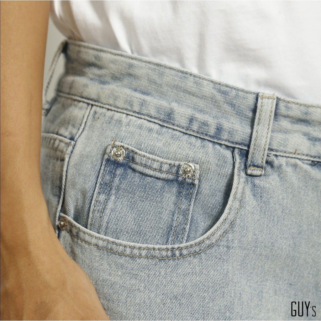 Quần Jeans trơn KK05 GUY's Closet kiểu basic ống suông