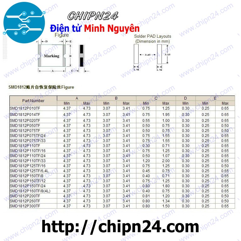 [3 CÁI] Cầu Chì Tự Phục Hồi CCTPH 1.5A 8V SMD1812