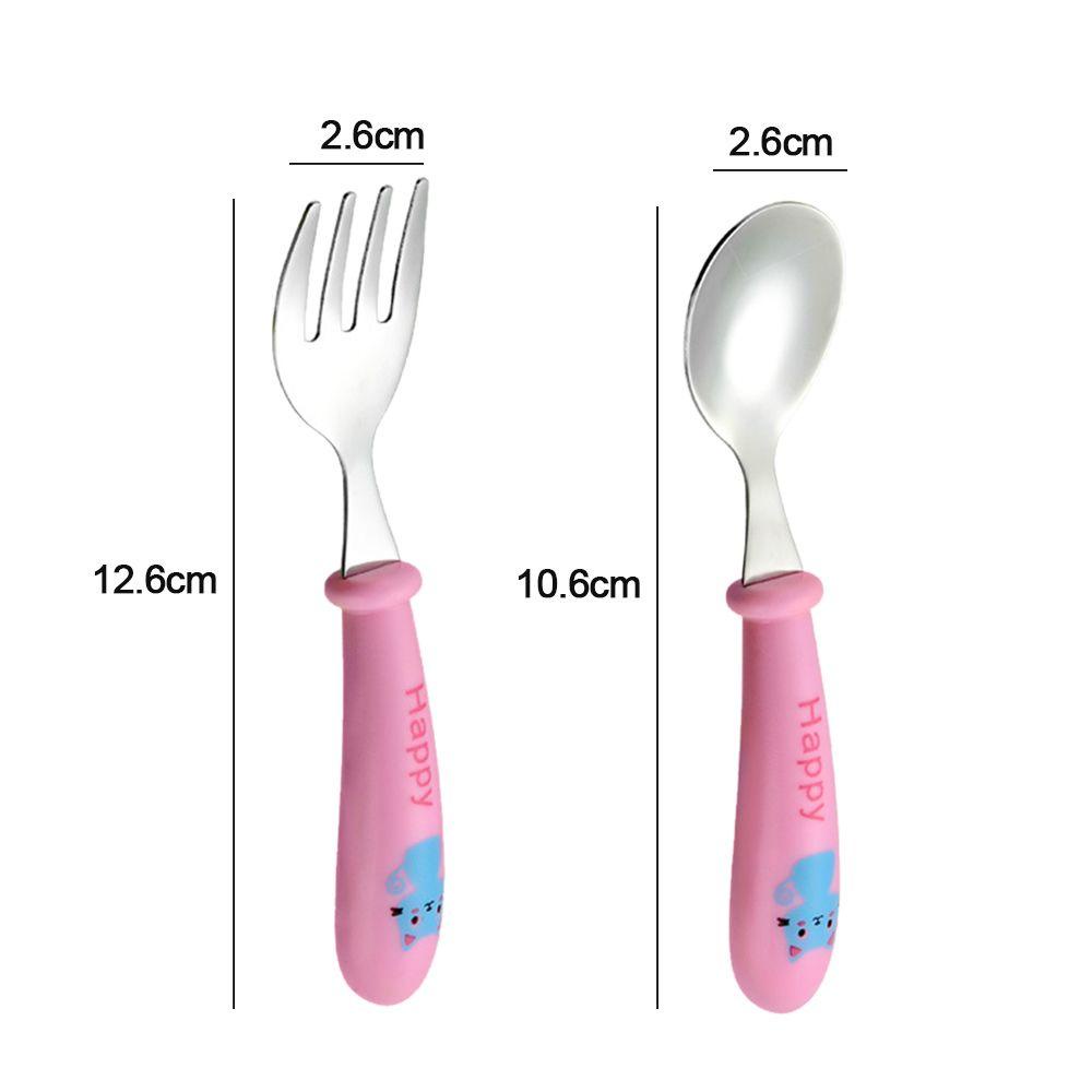 Bộ Dụng Cụ Ăn Uống Bằng Thép Không Gỉ Họa Tiết Dễ Thương Kèm Hộp Đựng Cho Bé